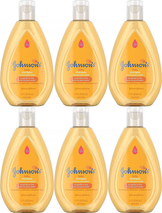 Johnson's Baby Shampoo Travel Size – 6 x 1.7 oz Bottles | Gentle, Tear-Free Cleansing