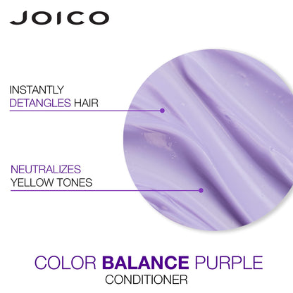 Joico Color Balance Purple Shampoo & Conditioner Set – Eliminate Brassy Tones for Cool Blonde or Gray Hair