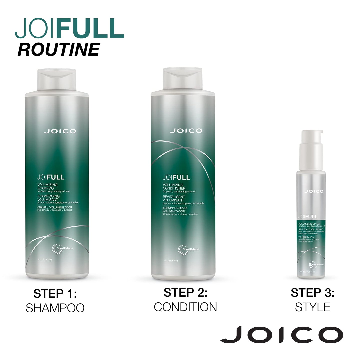 Joico JoiFULL Volumizing Shampoo & Conditioner Set - Fullness, Shine & Lightweight Lift for Fine Hair