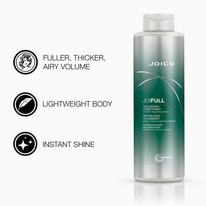 Joico JoiFULL Volumizing Shampoo & Conditioner Set - Fullness, Shine & Lightweight Lift for Fine Hair