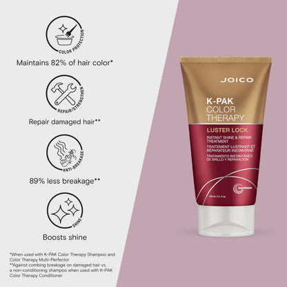 Joico K-PAK Color Therapy Luster Lock – Instant Shine & Repair (2 x 4.7 oz) with Keratin & Argan Oil