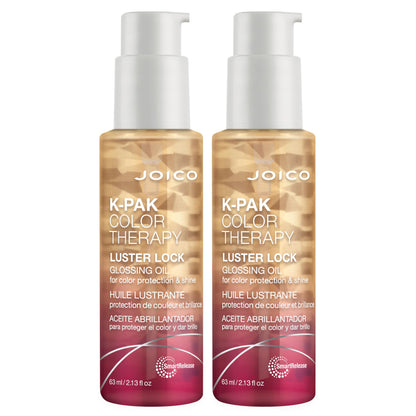 Joico K-PAK Color Therapy Luster Lock Glossing Oil – Color Protection, Shine & Frizz Control (2 x 3.4 oz)