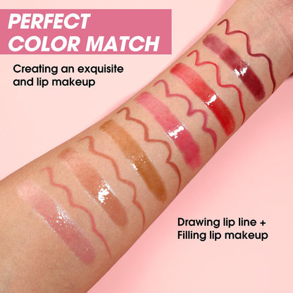 Jolilab Matte Lip Liner Lip Oil Set – 12 Colors, Hydrating, Long-Lasting & Cruelty-Free