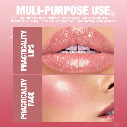 Jolilab Sparkling Lip Gloss – Long-Lasting Waterproof Glitter Lip Gloss for Women