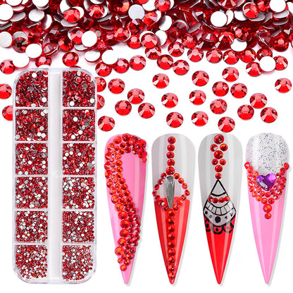 Jollin 3600pcs Flatback Rhinestones – Glass Nail Art Charms (SS4–SS12) Siam Box