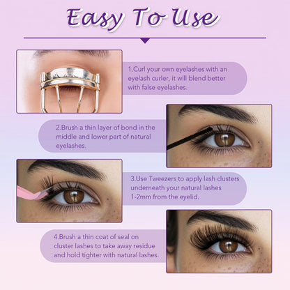 M J JOMAY Fluffy Lash Clusters Kit 280pcs – 60D Volume Lashes with Bond & Seal