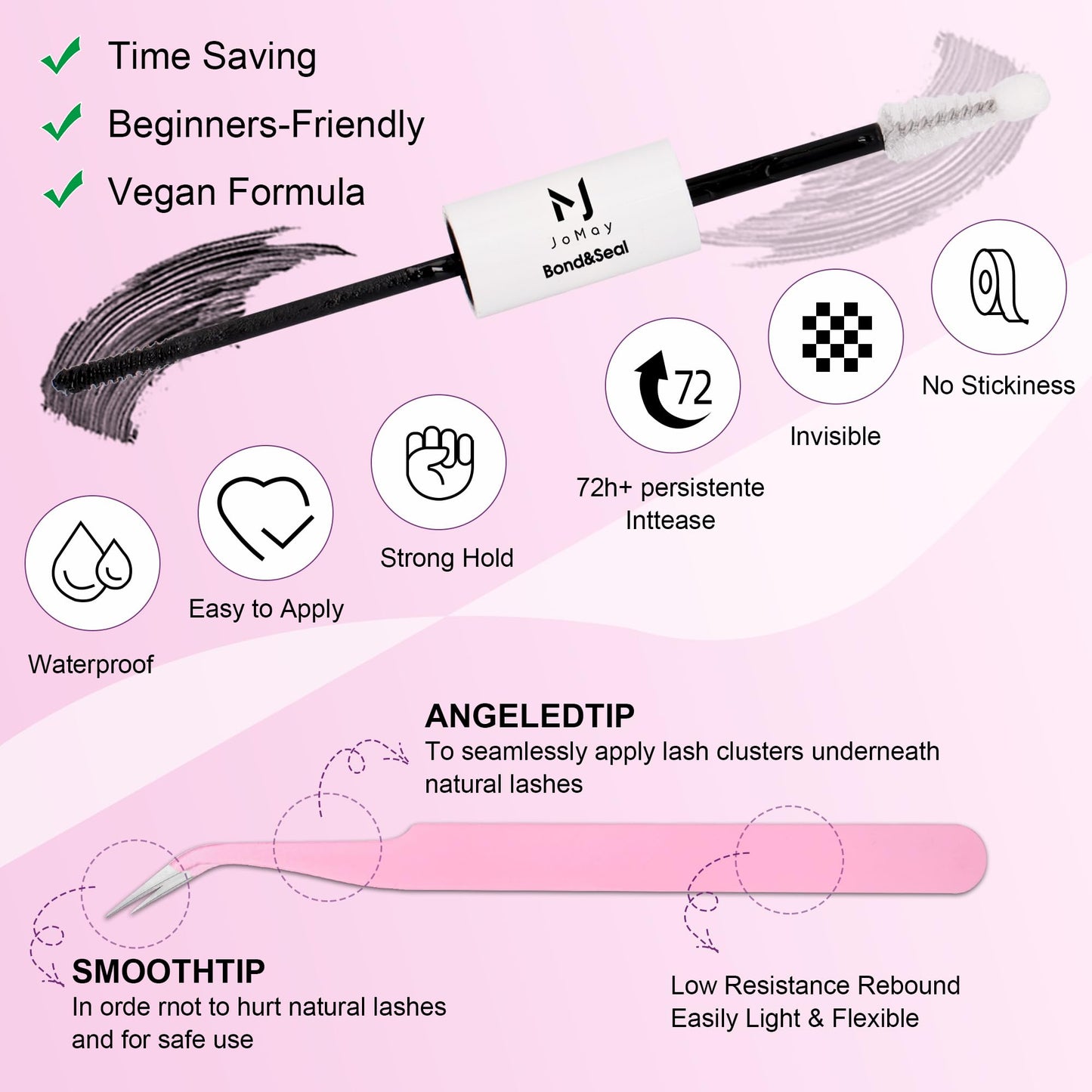 Jomay Lash Clusters Kit – DIY Wispy Lashes (D Curl 10-18mm), Waterproof Hold | M J JOMAY