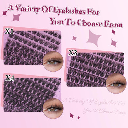 M J JOMAY Lash Clusters Kit – DIY Wispy Lashes, D Curl 10-18mm, Waterproof Hold
