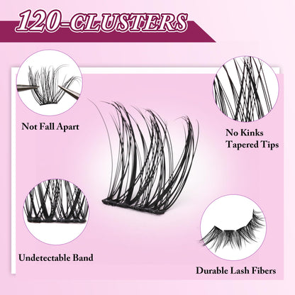 M J JOMAY Lash Clusters Kit – DIY Wispy Lashes, D Curl 10-18mm, Waterproof Hold