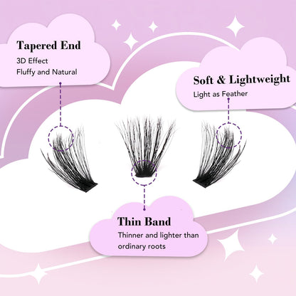 M J JOMAY Fluffy Lash Clusters Kit 280pcs – 60D Volume Lashes with Bond & Seal