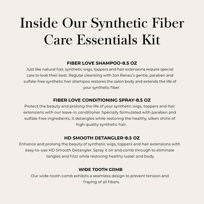 Jon Renau Synthetic Fiber Care Kit – Shampoo, Leave-In Conditioner & Detangler for Wigs & Extensions