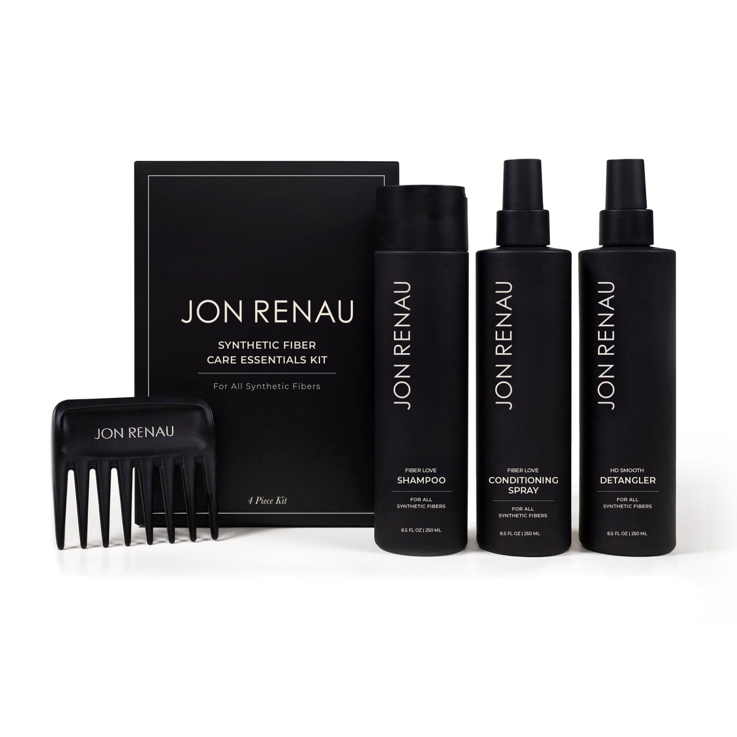 Jon Renau Synthetic Fiber Care Kit – Shampoo, Leave-In Conditioner & Detangler for Wigs & Extensions