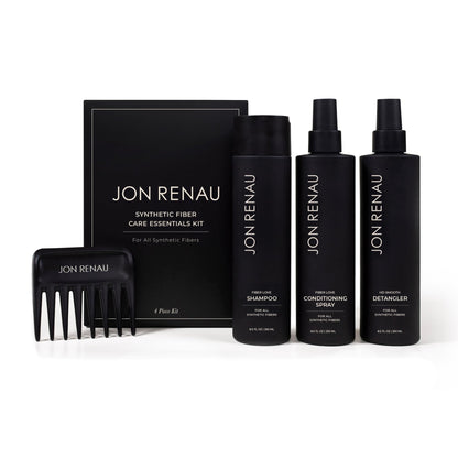 Jon Renau Synthetic Fiber Care Kit – Shampoo, Leave-In Conditioner & Detangler for Wigs & Extensions