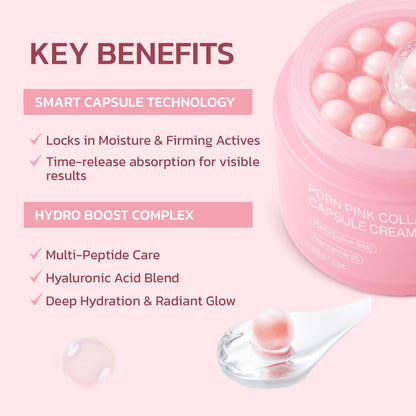 Jorceray PDRN Pink Collagen Capsule Cream – Dual-Texture Barrier Repair Moisturizer with Salmon DNA & 5% Niacinamide | 2oz