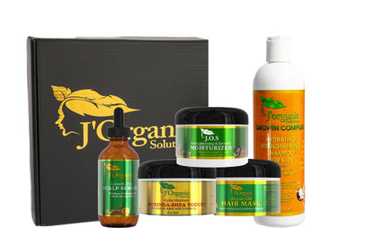 J'Organic Solutions Adult Super Healthy Hair Growth Kit – Growth Moisturizer, Hydrating Shampoo, Argan Oil Hair Mask, Growth-Plus Serum, Moringa-Shea Yogurt