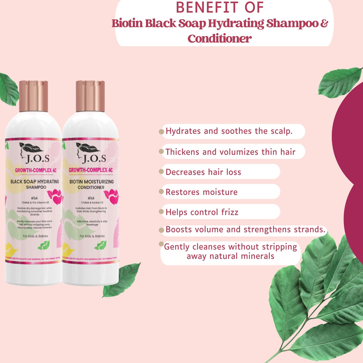 J'Organic Solutions Kid's 4C Hair Kit – Moisturizer, Growth Oil, Detangler, Shampoo & Conditioner