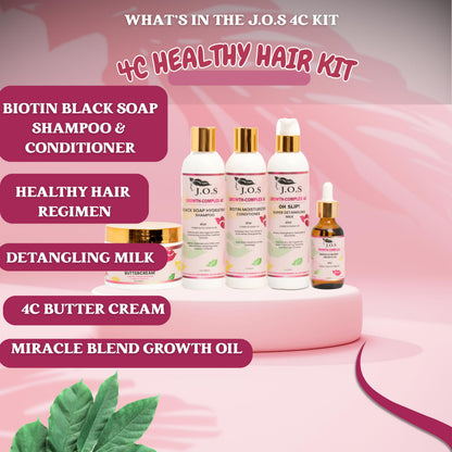J'Organic Solutions Kid's 4C Hair Kit – Moisturizer, Growth Oil, Detangler, Shampoo & Conditioner