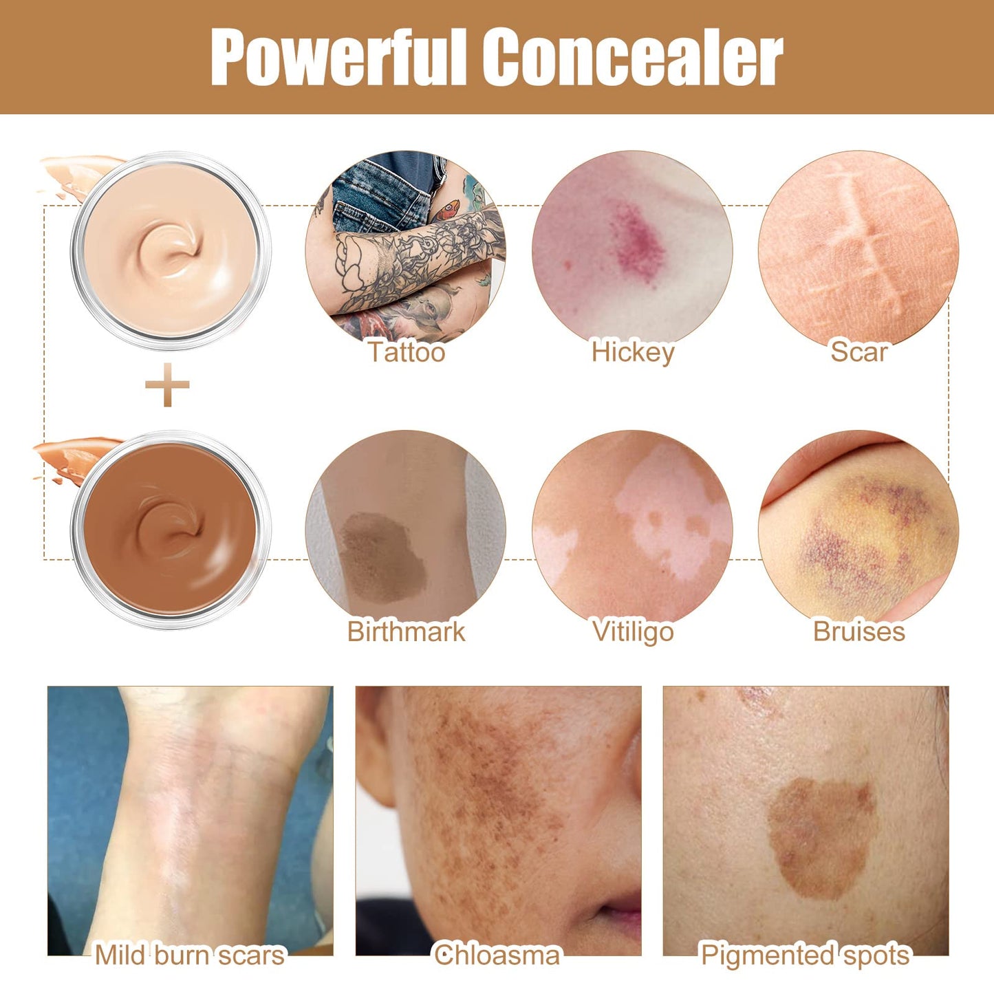 Josera Tattoo Cover Up Makeup Waterproof - 2-Color Full Coverage Concealer