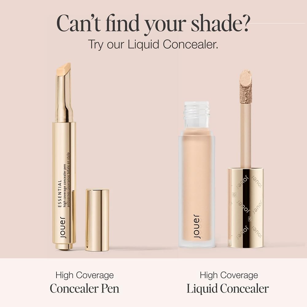 Jouer Essential High Coverage Concealer Pen – Under Eye Brightening, Hyaluronic Acid & Vitamin E