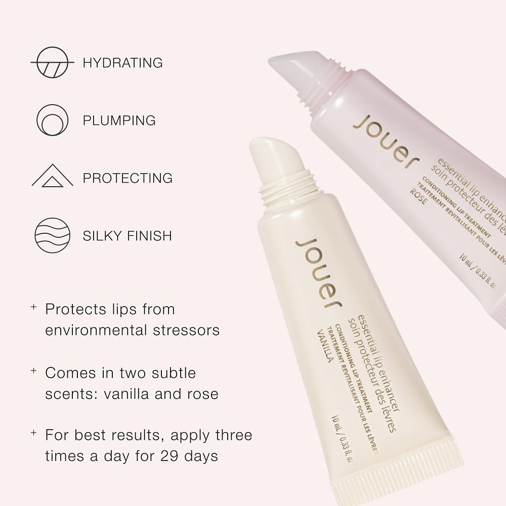 Jouer Essential Vegan Lip Enhancer – Maxi-Lip Plumping Gloss with Jojoba Seed Oil (Vanilla) 15ml