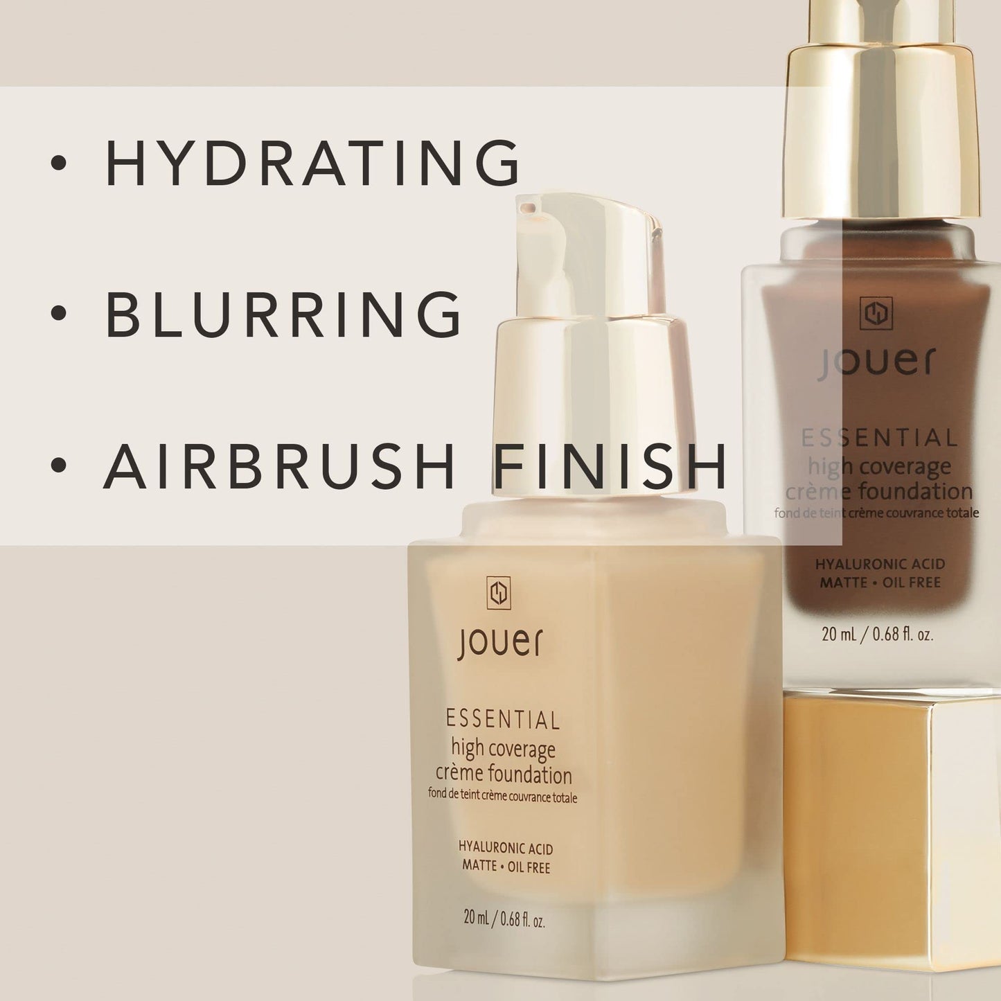 Jouer Essential High Coverage Crème Foundation – 50 Shades for All Skin Tones | Clean, Vegan & Cruelty-Free
