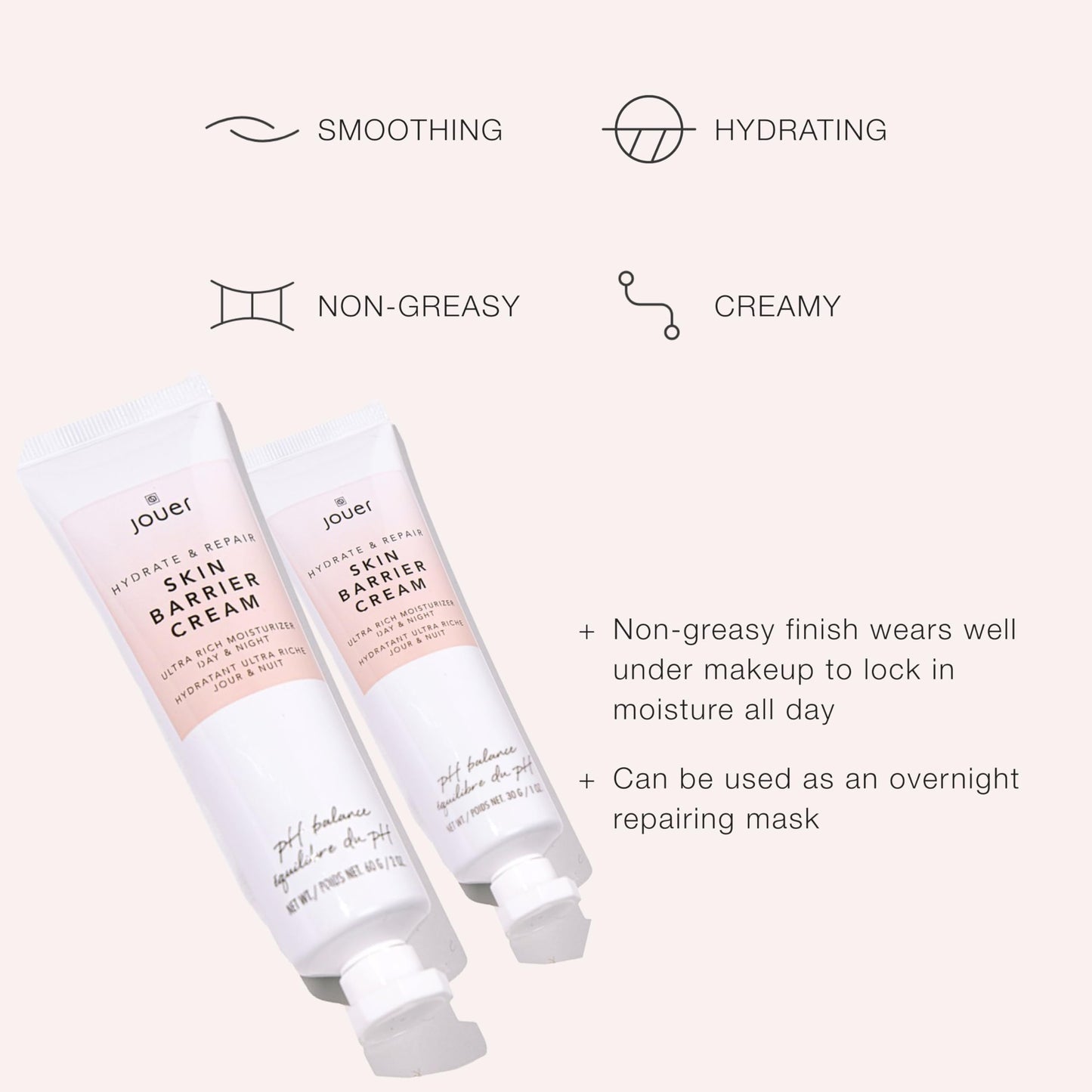 Jouer Skin Barrier Cream – Hydrating DD Cream with Hyaluronic Acid & CoQ10 (1 oz)