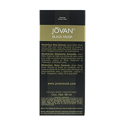 Jovan Black Must – 3.25 oz Cologne Concentrate Spray | Original Designer Fragrance