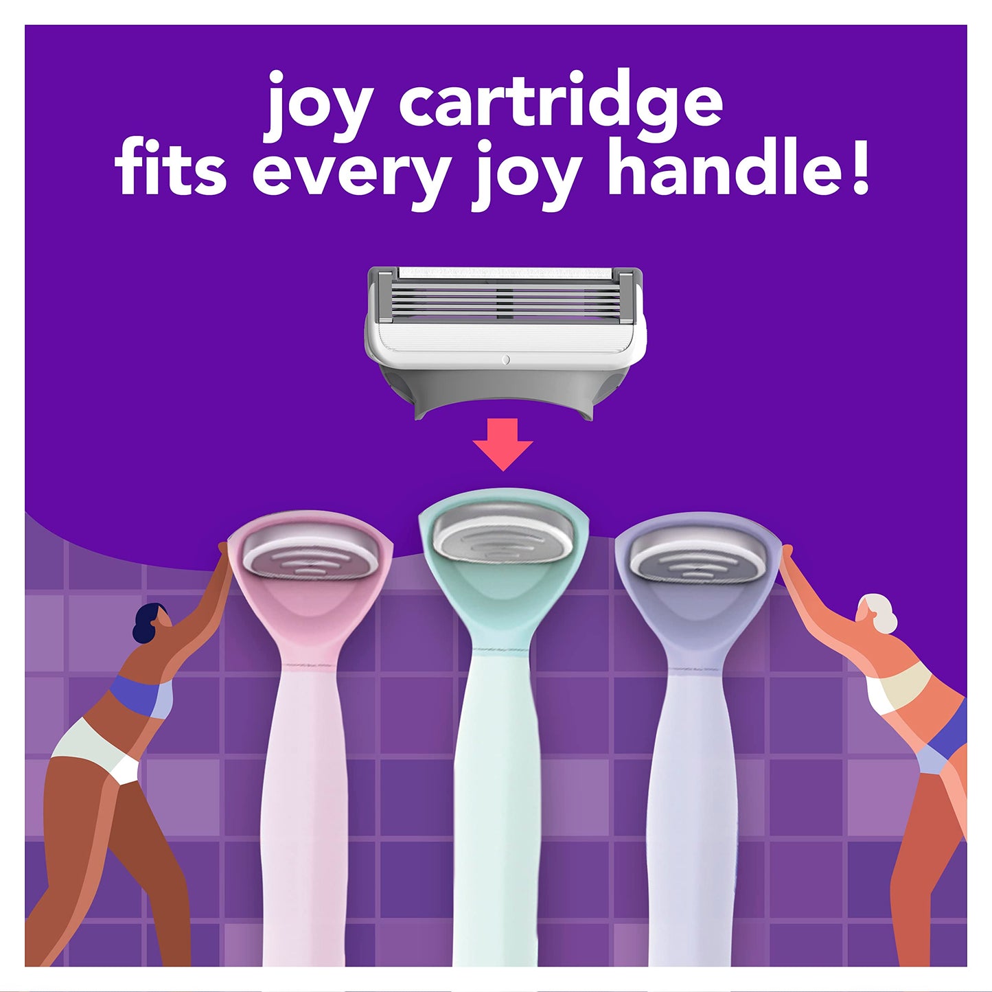 JOY Women’s Razor Blade Refills - 8 Count (Purple) with Lubrastrip