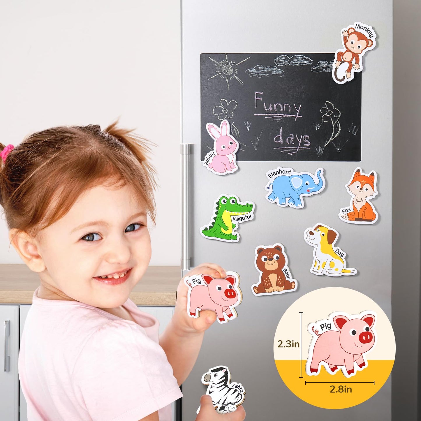 JoyCat Wooden Magnets for Kids – 26 A-Z Animals Fridge Magnets