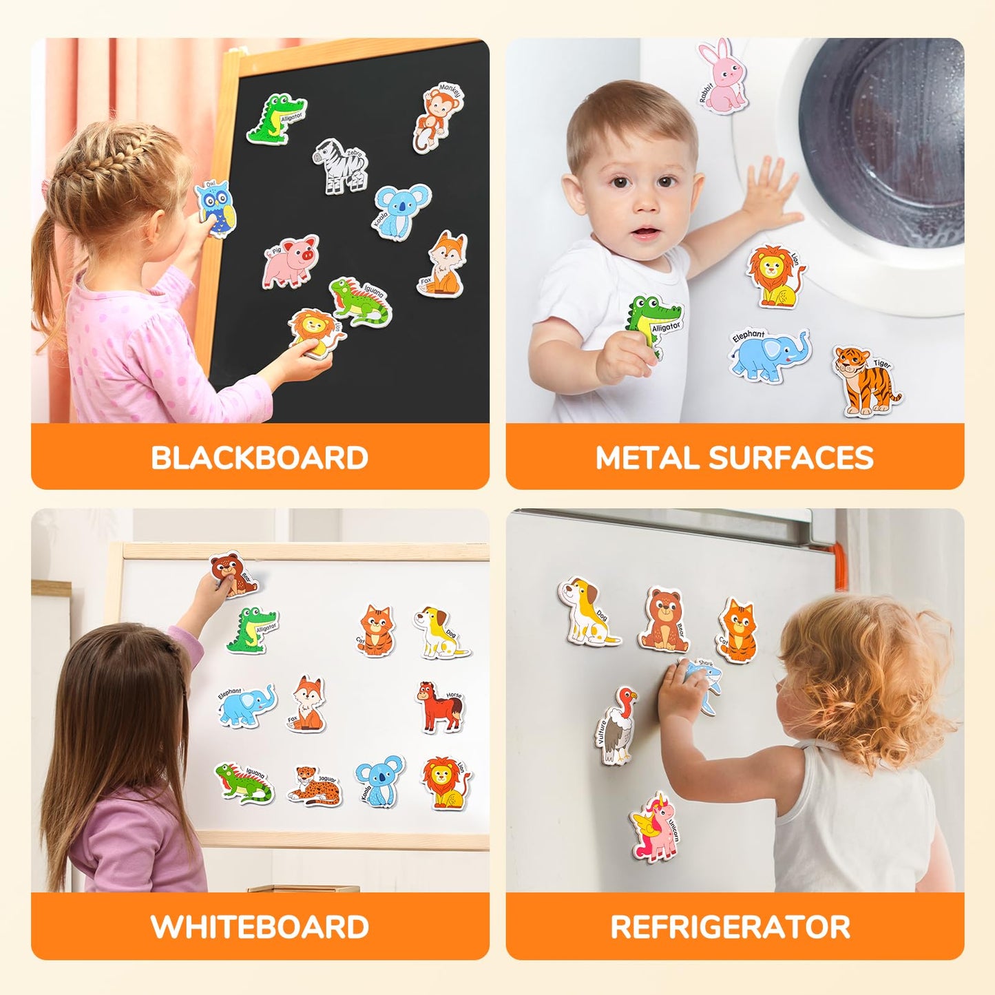 JoyCat Wooden Magnets for Kids – 26 A-Z Animals Fridge Magnets