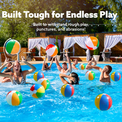 JOYIN 12-Pack Rainbow Beach Balls – Bulk Inflatable Pool Toys for All Ages
