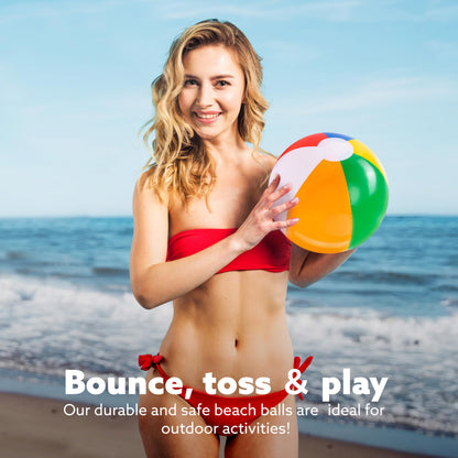 JOYIN 12-Pack Rainbow Beach Balls – Bulk Inflatable Pool Toys for All Ages