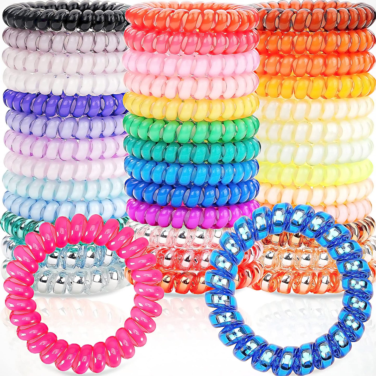 JOYOYO 40 Pack Spiral Hair Ties – Waterproof TPU Hair Coils for All Hair Types