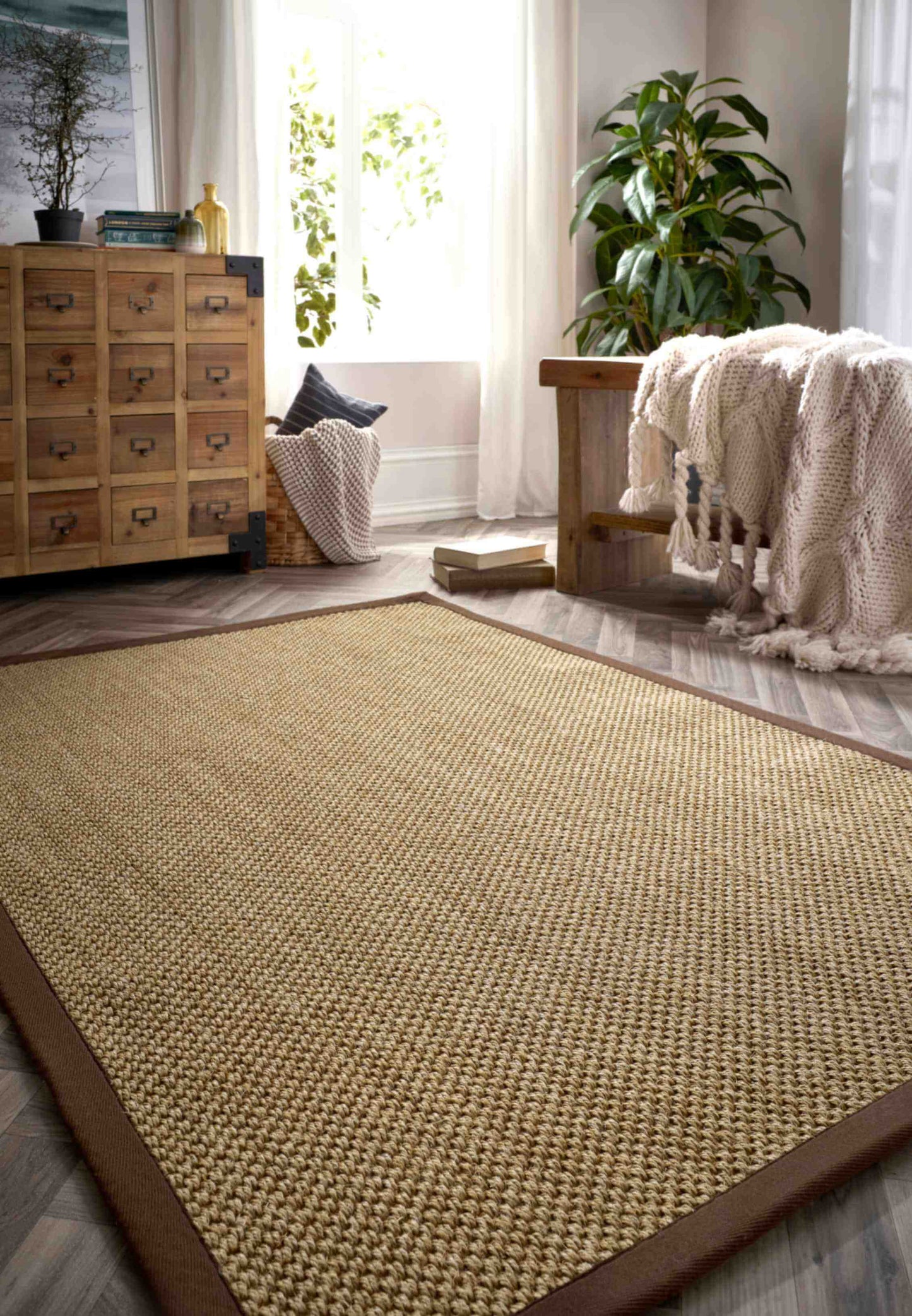Bordered Natural Non-Slip Sisal Rug