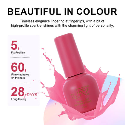 JR 35pcs Gel Nail Polish Set – 10ml, Same Color & Bottle | Base Coat, Top Coat, Matte Top | 60s LED/UV Cure