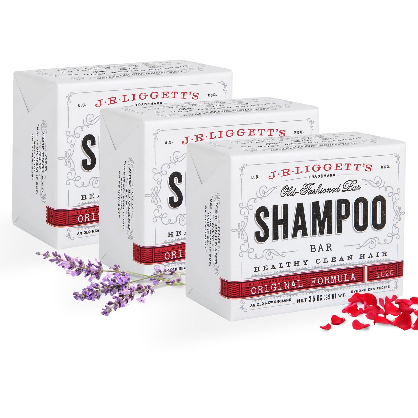 J.R.LIGGETT'S Shampoo Bar Original Formula – All-Natural Solid Shampoo, Coconut & Castor Oils, Sulfate-Free, 3.5 oz, 3 Pack