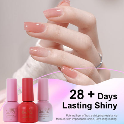 JR 35pcs Gel Nail Polish Set – 10ml, Same Color & Bottle | Base Coat, Top Coat, Matte Top | 60s LED/UV Cure