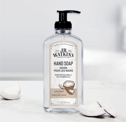 J.R. Watkins Gel Hand Soap – Coconut, USA Made, Cruelty-Free, 11 oz (6 Pack)