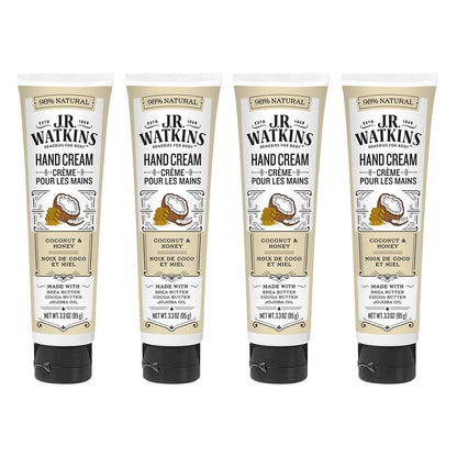 J.R. Watkins Hand Cream - Coconut (3.3 oz) Pack of 4 | Hydration, Made in USA