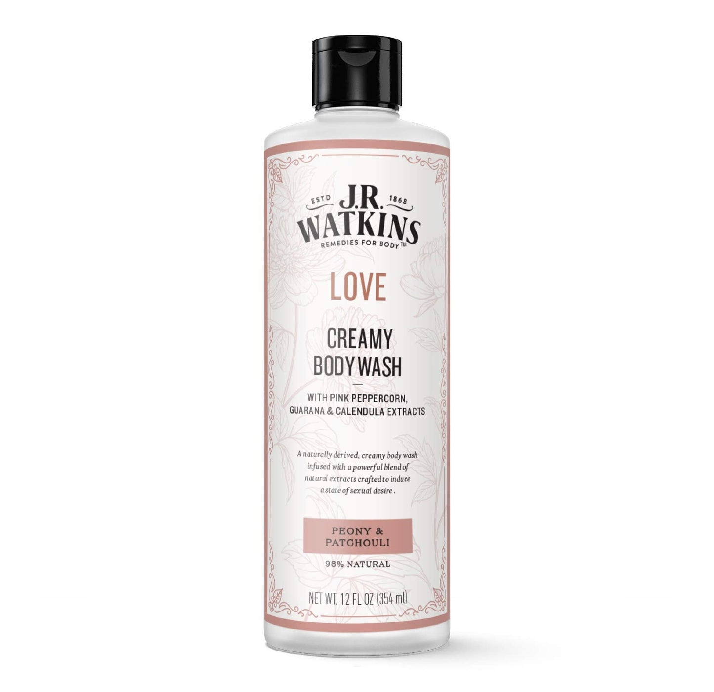 J.R. Watkins Love Creamy Body Wash – Peony & Patchouli (12 fl oz)
