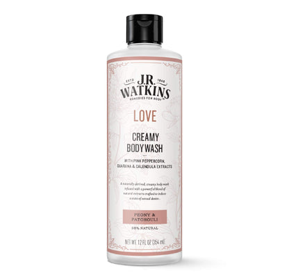 J.R. Watkins Love Creamy Body Wash – Peony & Patchouli (12 fl oz)