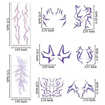 JRRZETA 8PCS Ombre Temporary Tattoos – Purple Realistic Body Art for Hunter Costume, Cosplay & Parties
