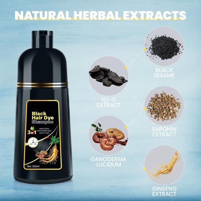 JUANCHI Gray Hair Coverage Shampoo | 3-in-1 Herbal Formula for Women & Men, 500ml