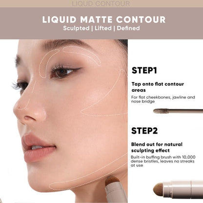 JUDYDOLL Liquid Contour & Highlighter – 2-in-1 Face Sculpting Kit with Dual Brushes