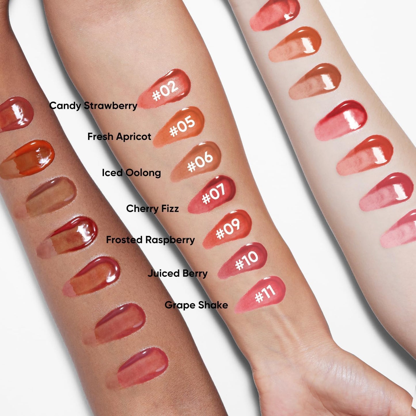 JUDYDOLL Ice Watery Lip Gloss #10 Juiced Berry – Non-Sticky, Long-Lasting Lip Color with Hyaluronic Acid & Collagen
