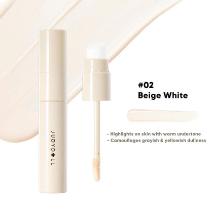 JUDYDOLL Liquid Contour & Highlighter – 2-in-1 Face Sculpting with Dual Brushes, 12HR Wear (02 Beige White)