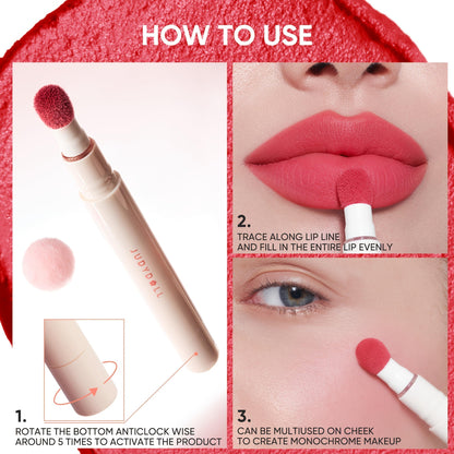 JUDYDOLL Cushion Matte Lip Cream – Velvet Matte Lipstick with Tripeptide & Squalane, Transfer-Proof, Long-Lasting (N19 Misty Mauvelous)