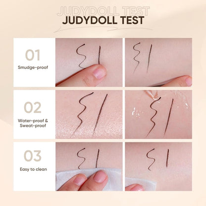 JUDYDOLL Ultra-Fine Liquid Eyeliner – Precision Tip, Waterproof, 8H Wear (#02 Deep Brown)