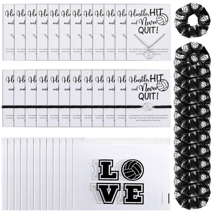 Juexica 48 Pcs Volleyball Team Gifts for Teens – Hair Scrunchies, Bracelets, Necklaces & Cosmetic Bags