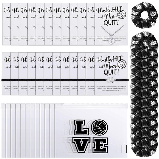 Juexica 48 Pcs Volleyball Team Gifts for Teens – Hair Scrunchies, Bracelets, Necklaces & Cosmetic Bags